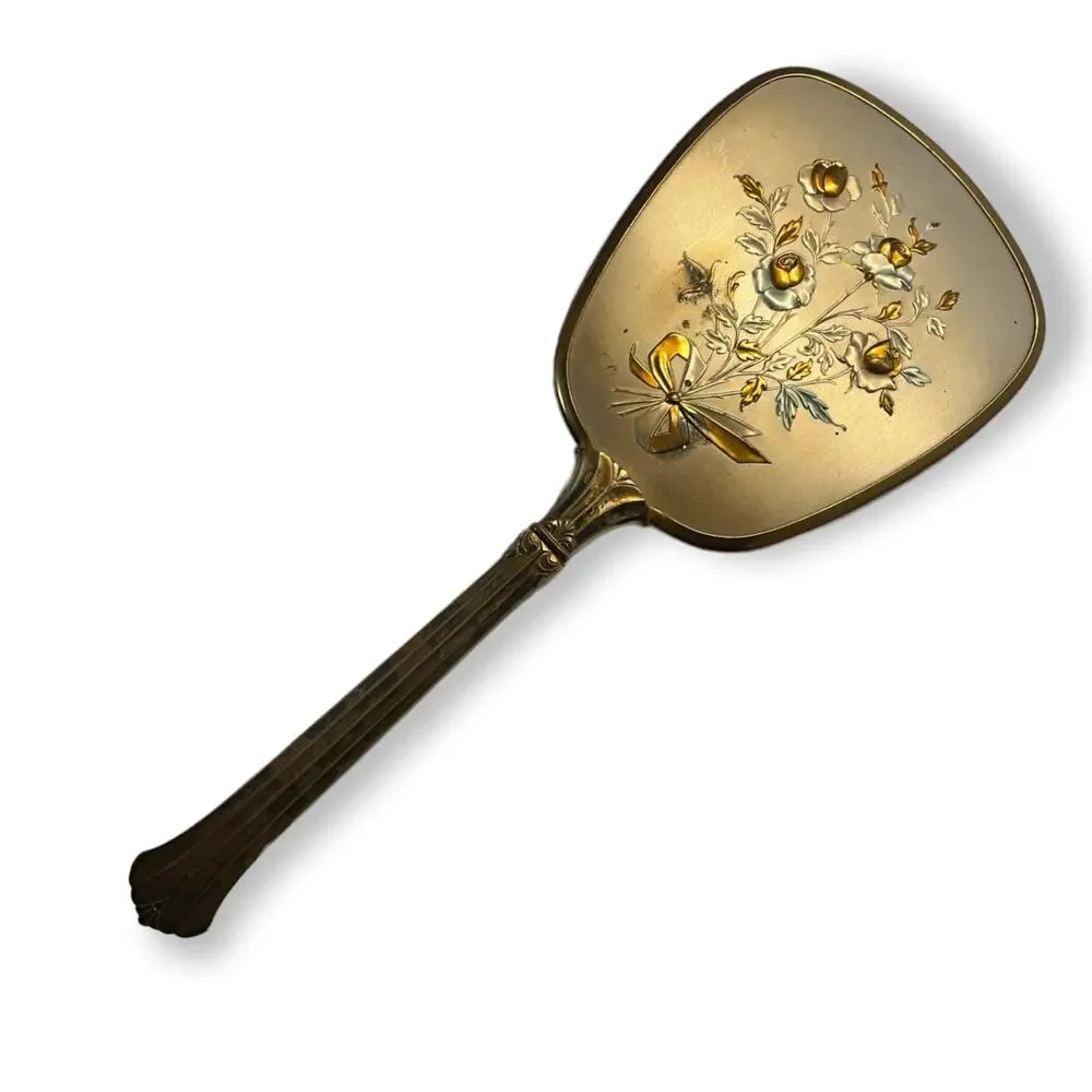 Vintage Brass & Gold Hand Held Dresser mirror